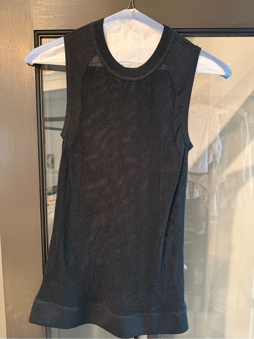 Rag & Bone Womens Black Mesh Tank Top Small - Sleeveless Black Knit Tank Top